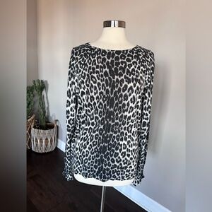 Banana Republic x Filpucci Crewneck Sweater Italian Merino Wool Black Leopard LG